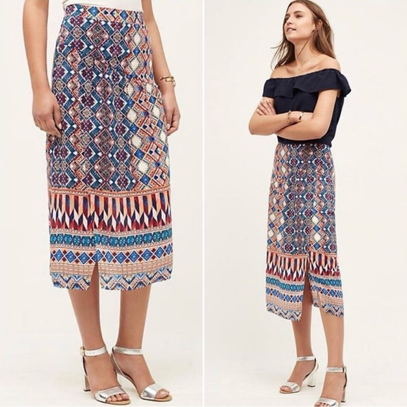 Anthropologie Dresses & Skirts - ANTHROPOLOGIE HD In Paris Olimpia Silk Printed Midi Skirt Size 8